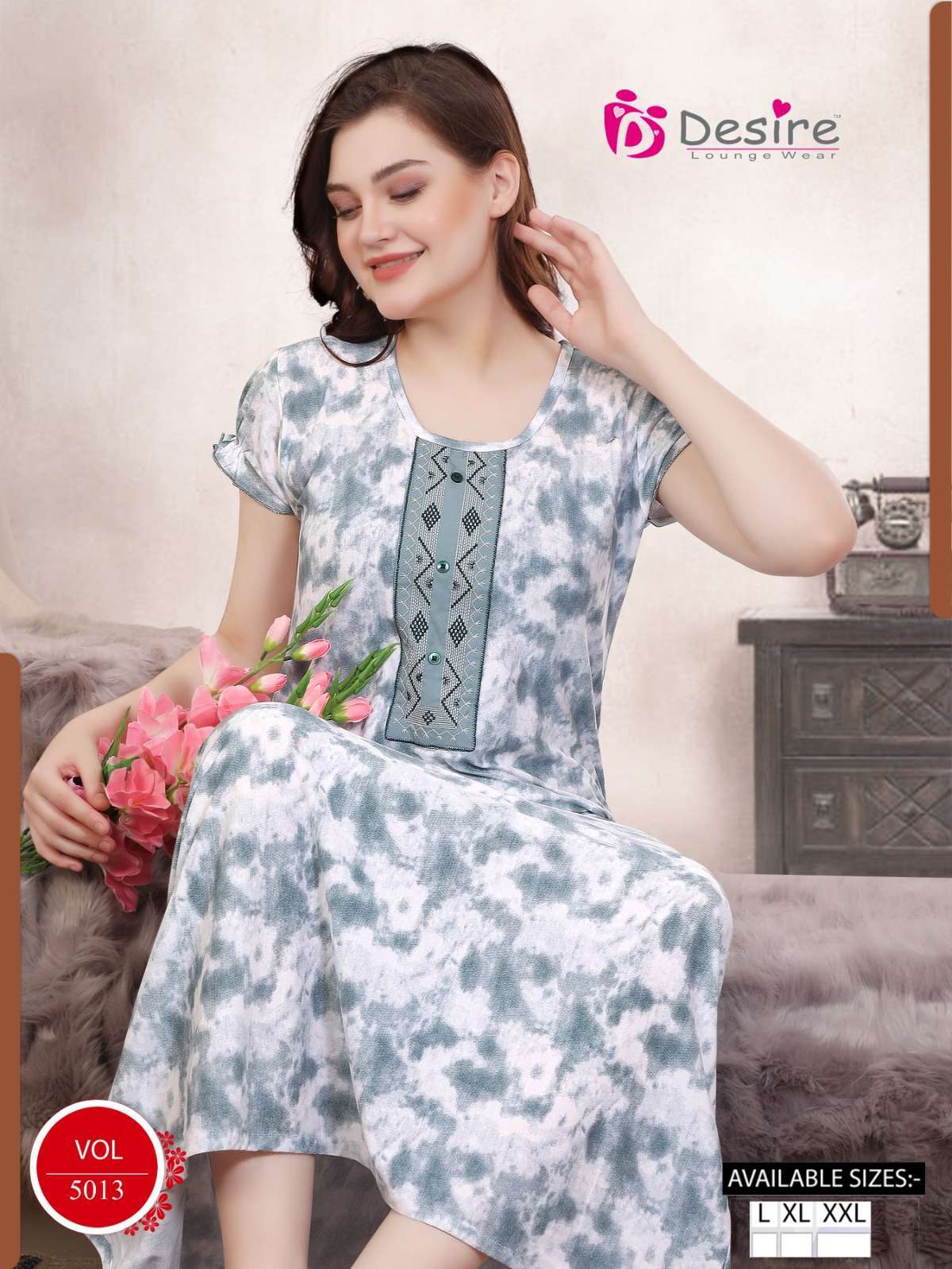 DESIRE VOL 5013 SERIES PRINTED DYED NIGHTY COLLECTION WOMEN SHOP