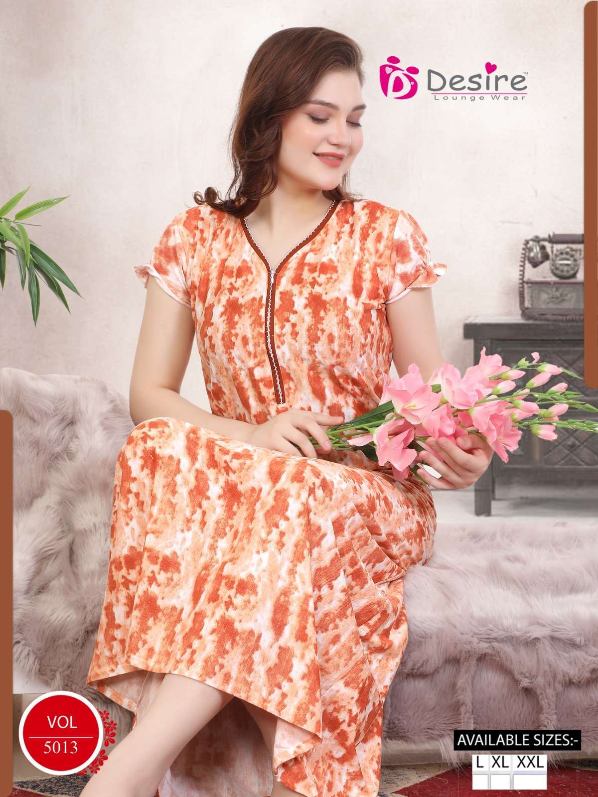 DESIRE VOL 5013 SERIES PRINTED DYED NIGHTY COLLECTION WOMEN SHOP