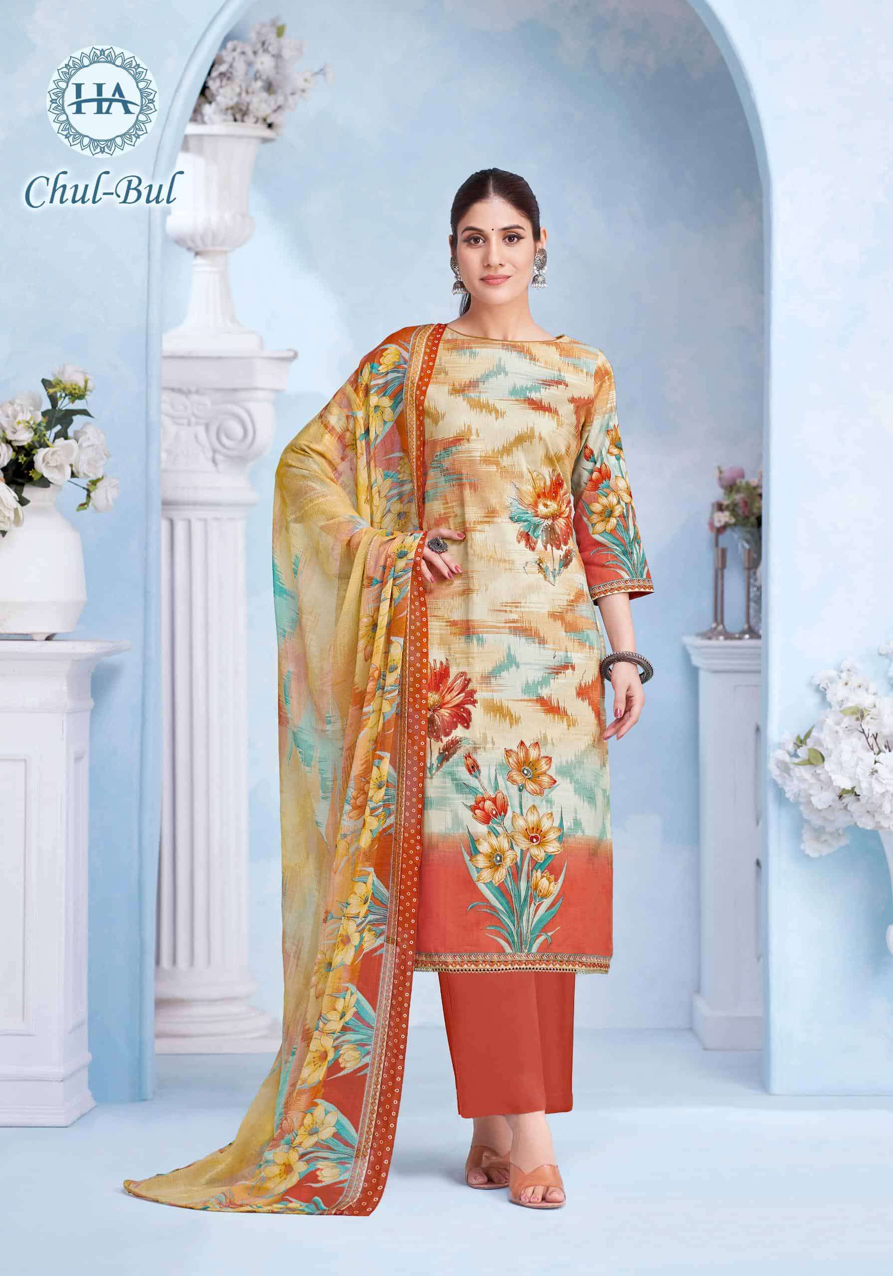 HARSHIT CHUL BUL FANCY SWAROVSKI WORK COTTON SALWAR SUIT SUPPLIER 