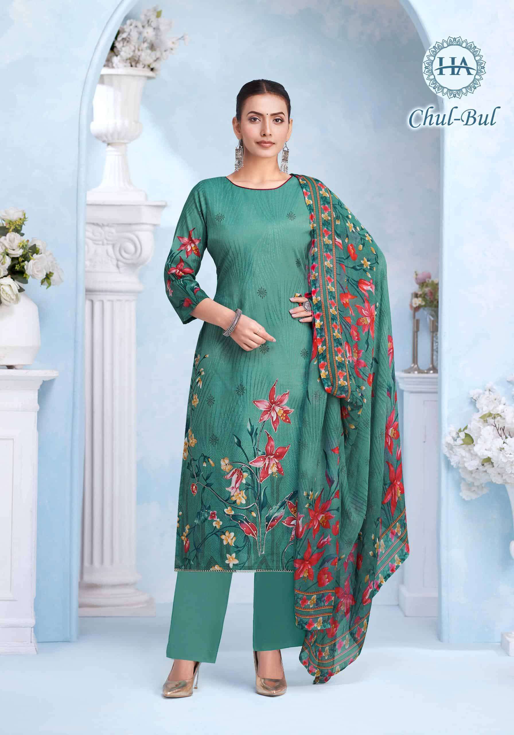 HARSHIT CHUL BUL FANCY SWAROVSKI WORK COTTON SALWAR SUIT SUPPLIER 