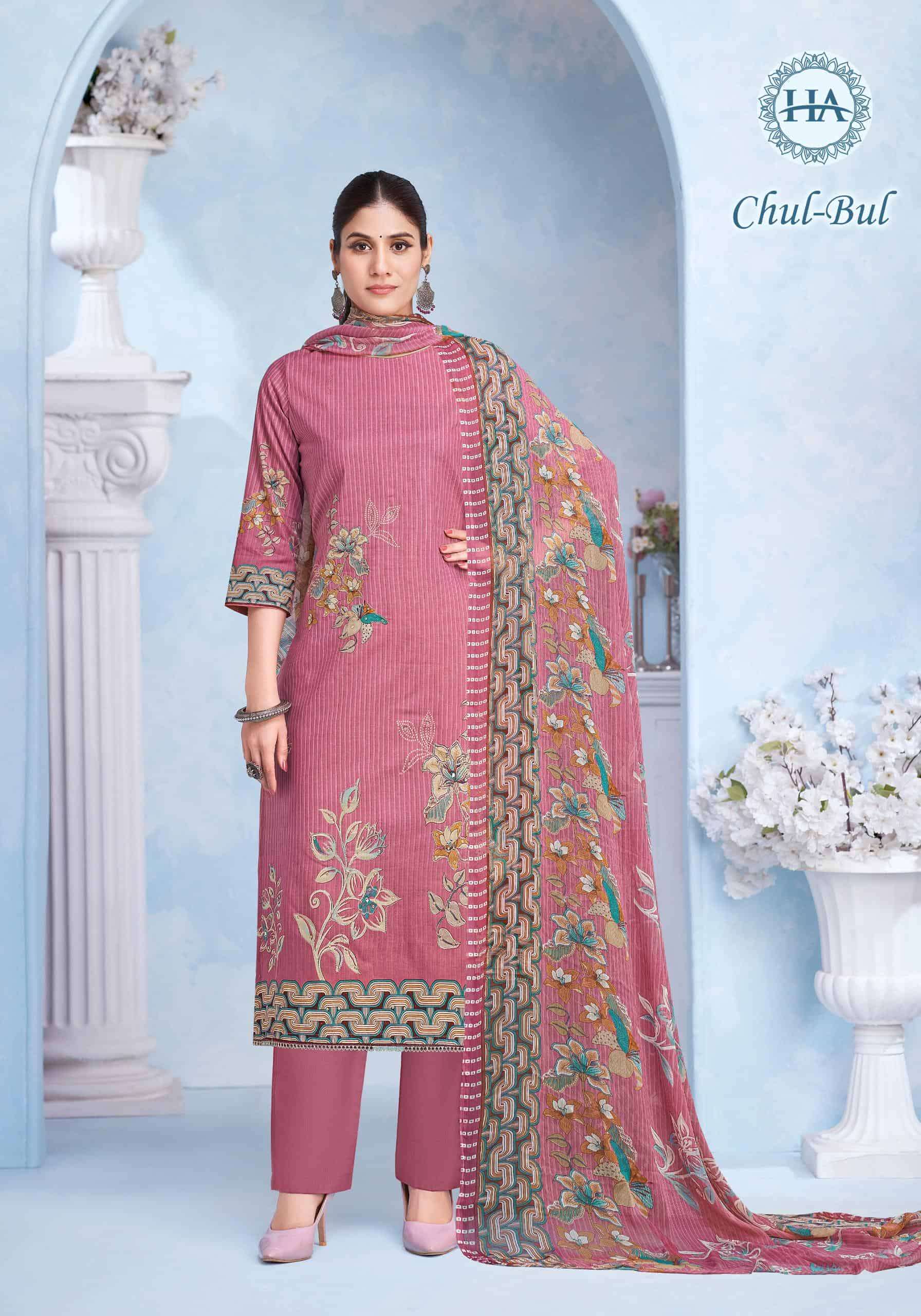 HARSHIT CHUL BUL FANCY SWAROVSKI WORK COTTON SALWAR SUIT SUPPLIER 