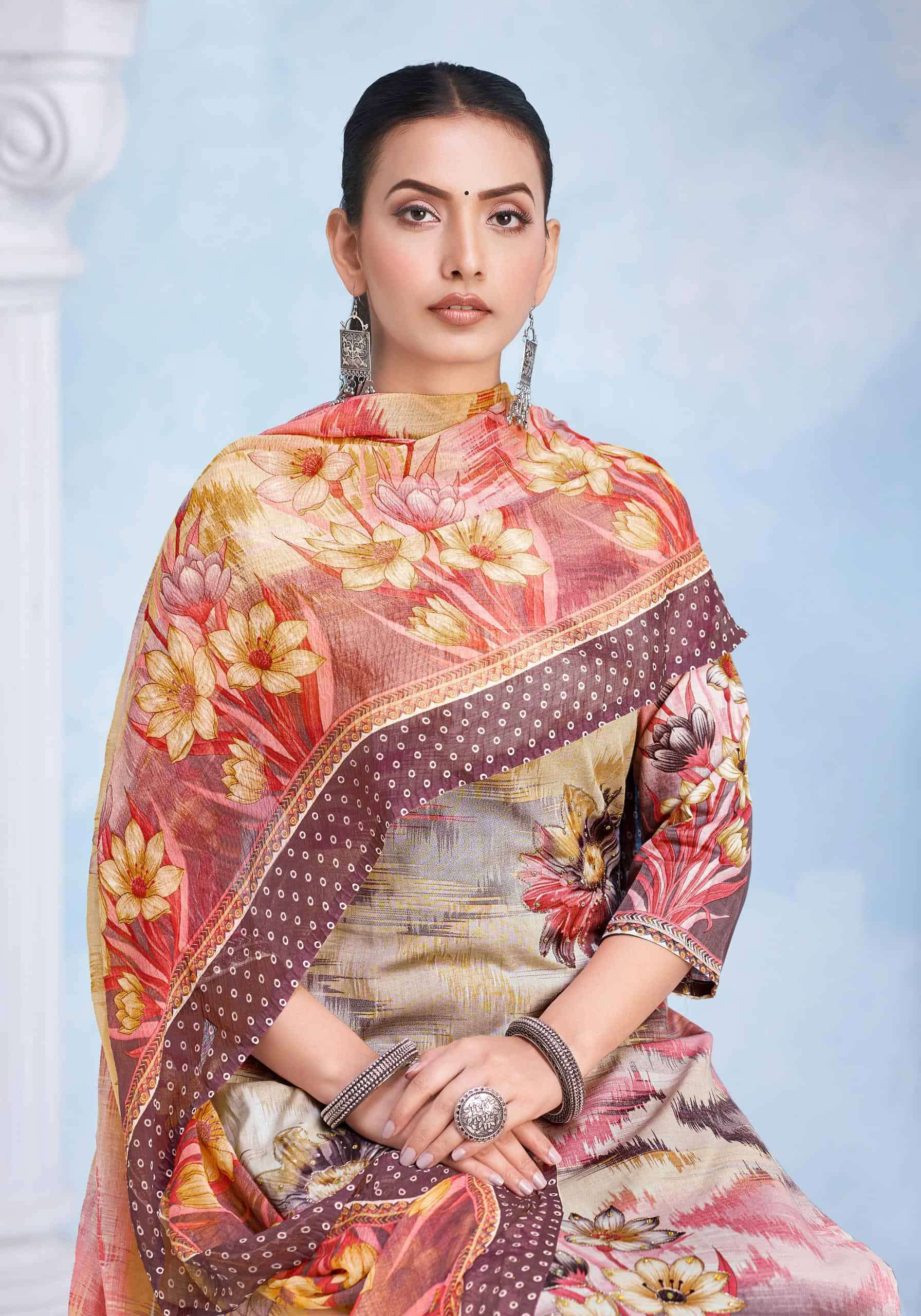 HARSHIT CHUL BUL FANCY SWAROVSKI WORK COTTON SALWAR SUIT SUPPLIER 