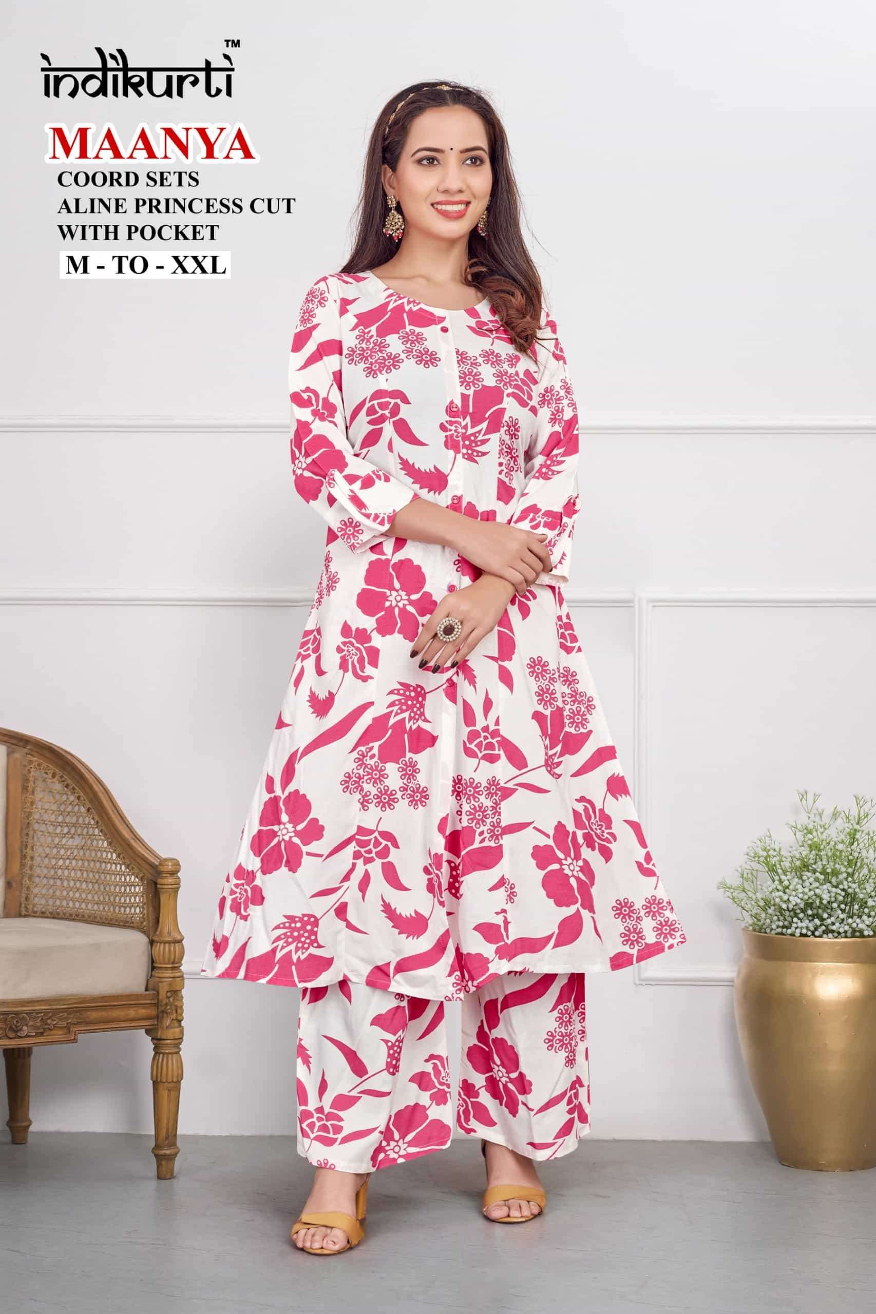 INDIKURTI MAANYA TREND FLOWER CORD SET REGULAR WEAR RESELLER