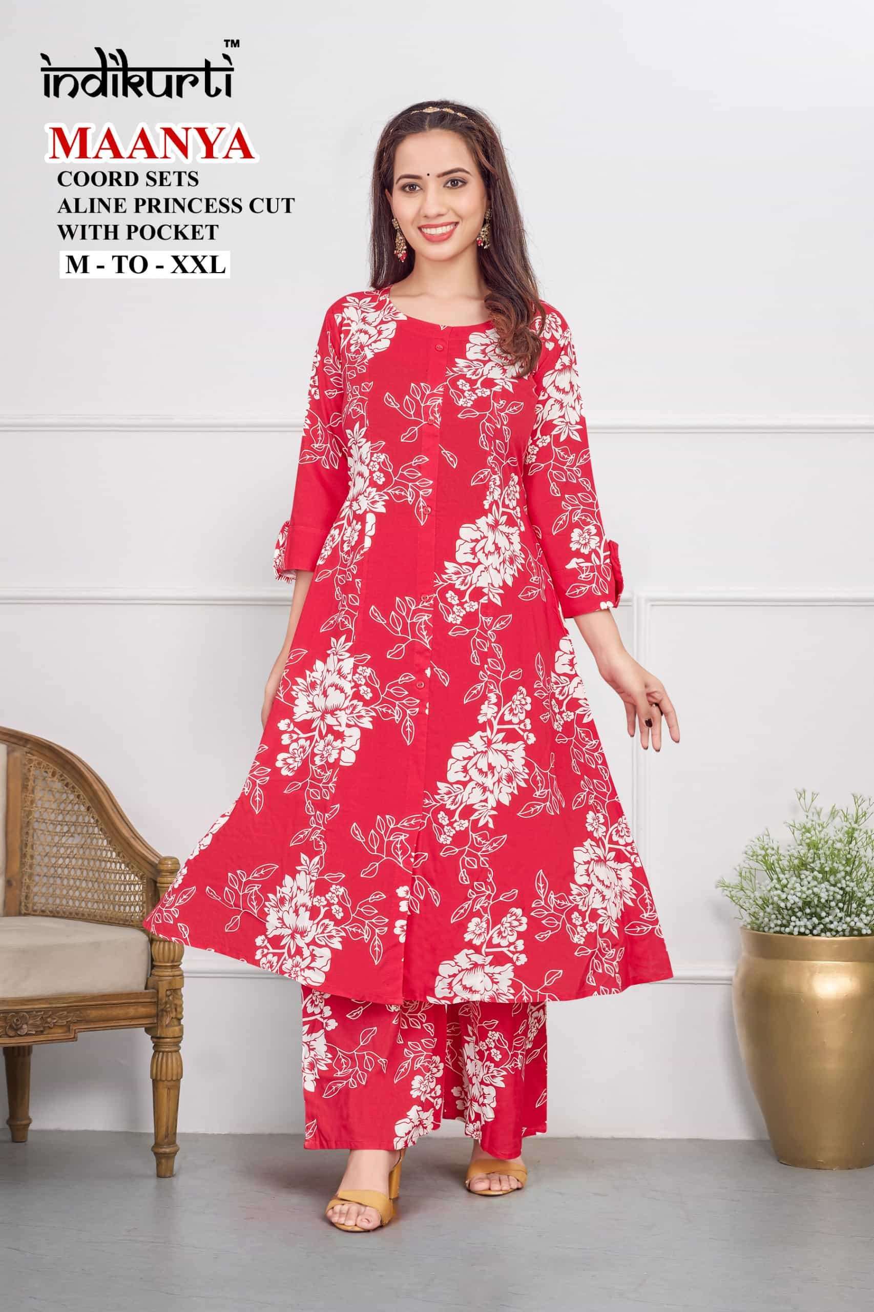 INDIKURTI MAANYA TREND FLOWER CORD SET REGULAR WEAR RESELLER