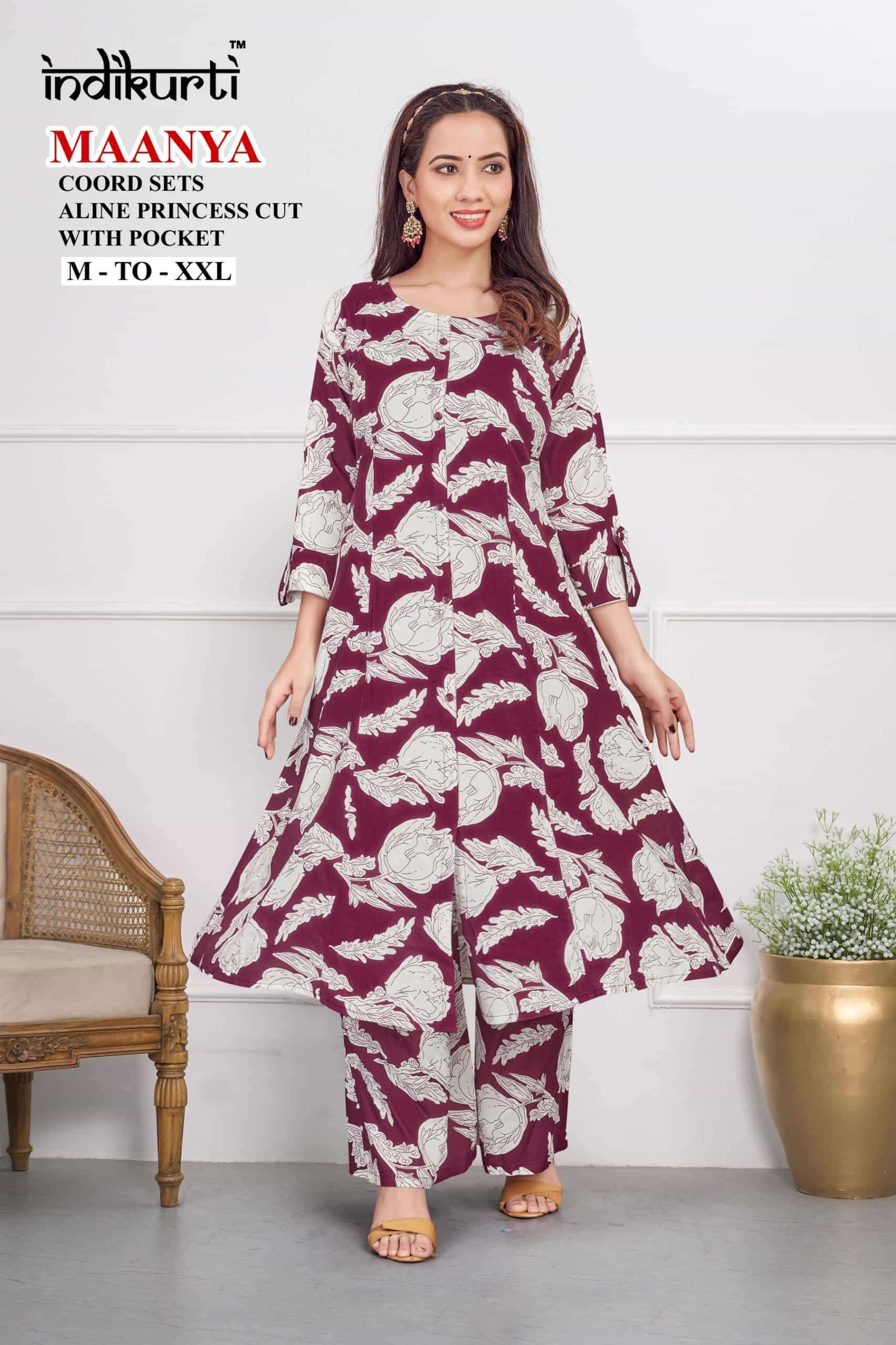 INDIKURTI MAANYA TREND FLOWER CORD SET REGULAR WEAR RESELLER