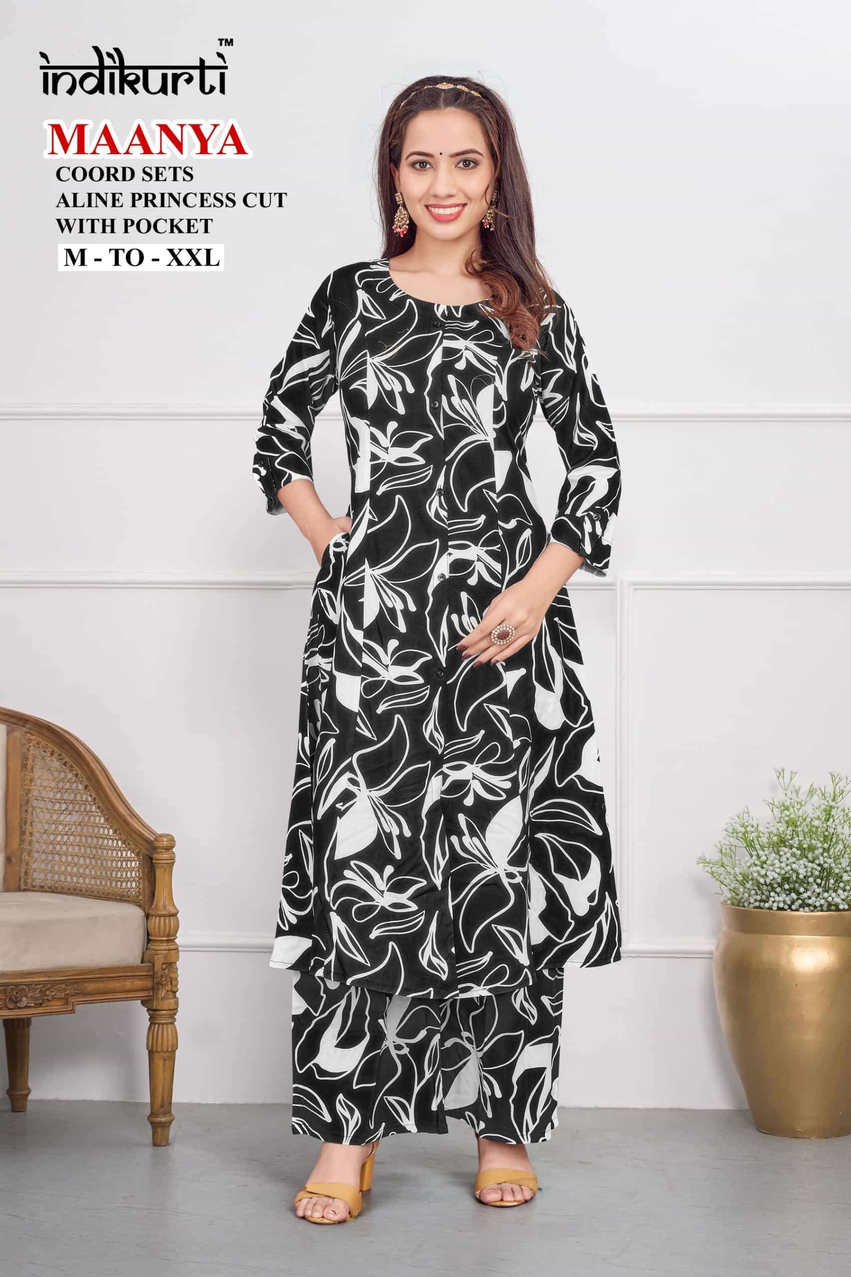 INDIKURTI MAANYA TREND FLOWER CORD SET REGULAR WEAR RESELLER
