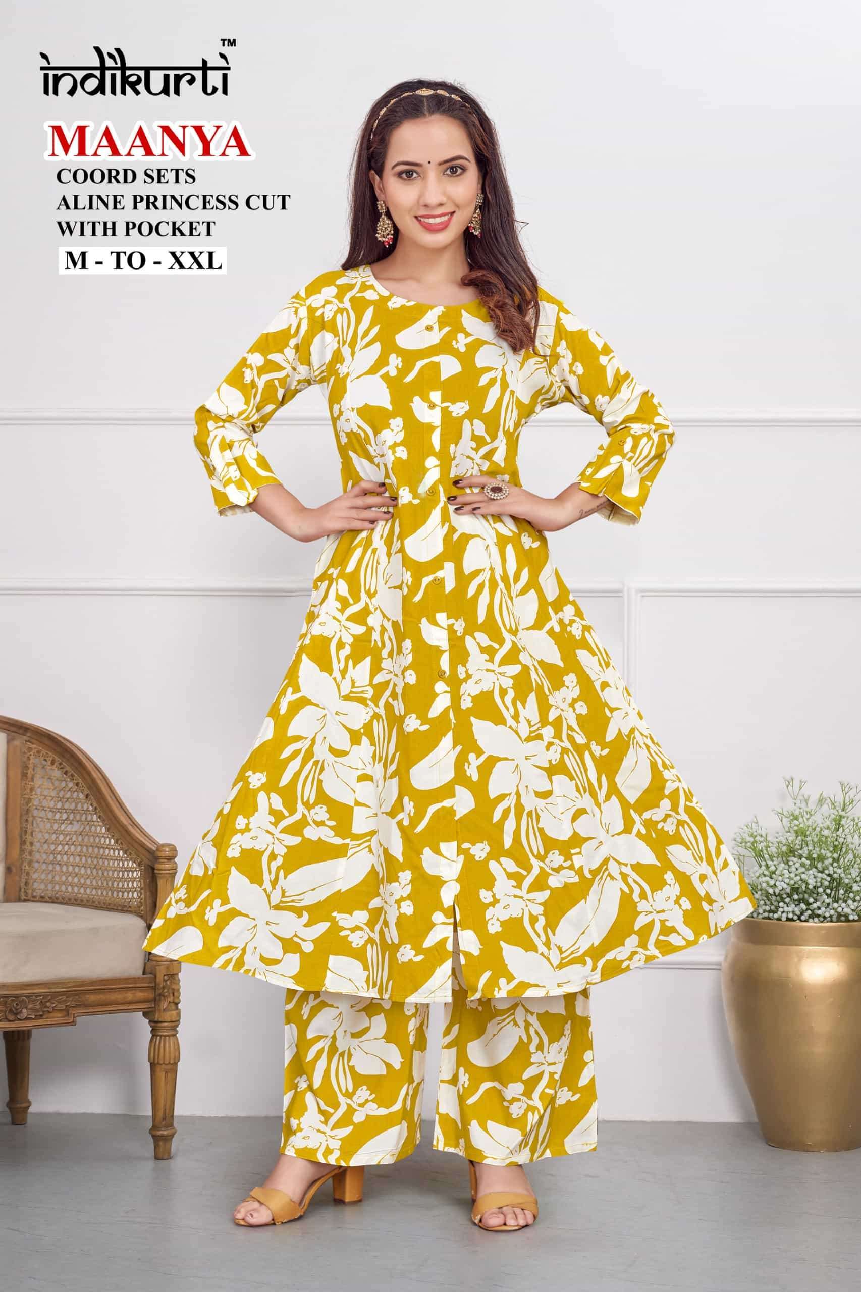 INDIKURTI MAANYA TREND FLOWER CORD SET REGULAR WEAR RESELLER