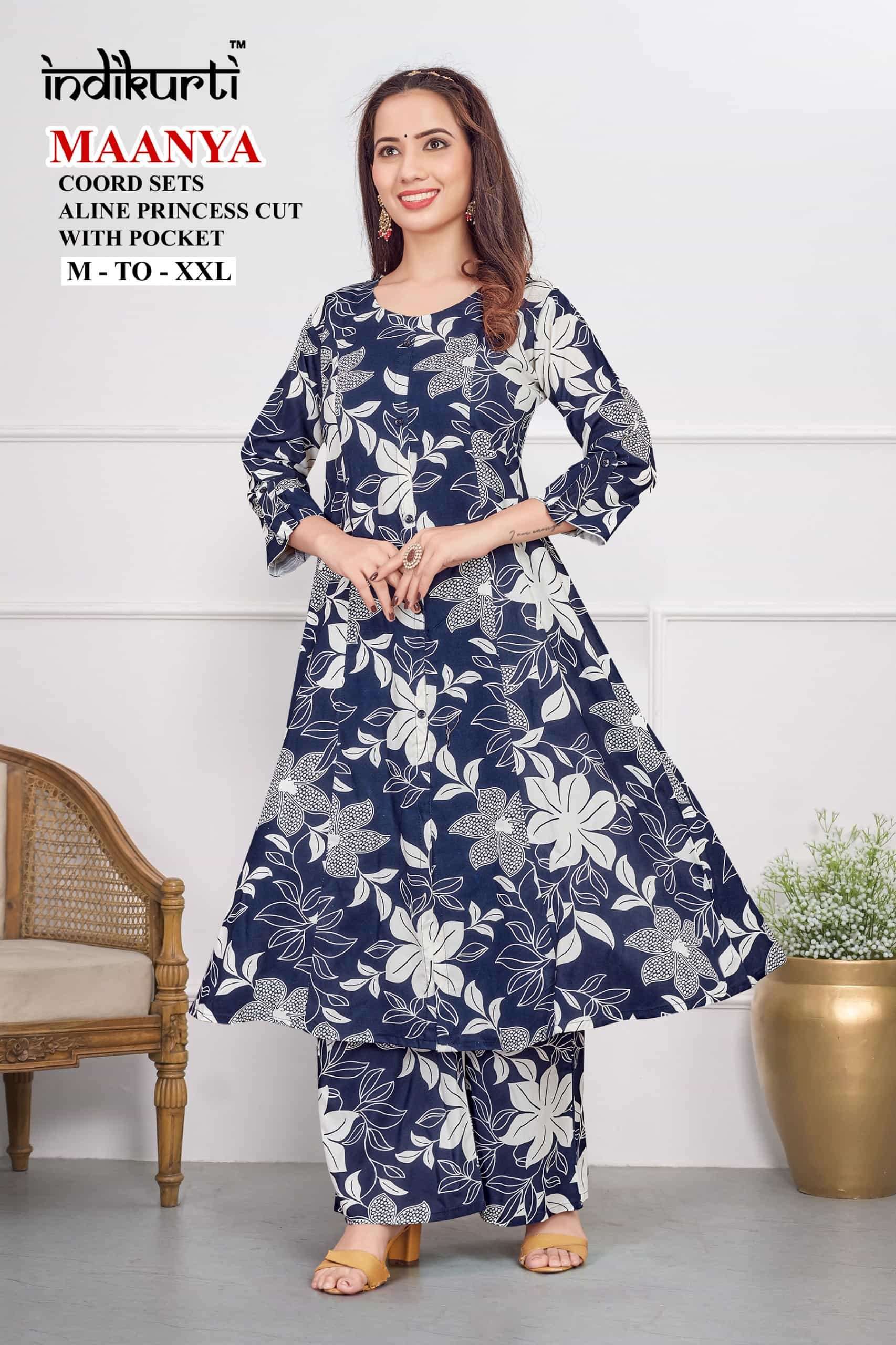 INDIKURTI MAANYA TREND FLOWER CORD SET REGULAR WEAR RESELLER