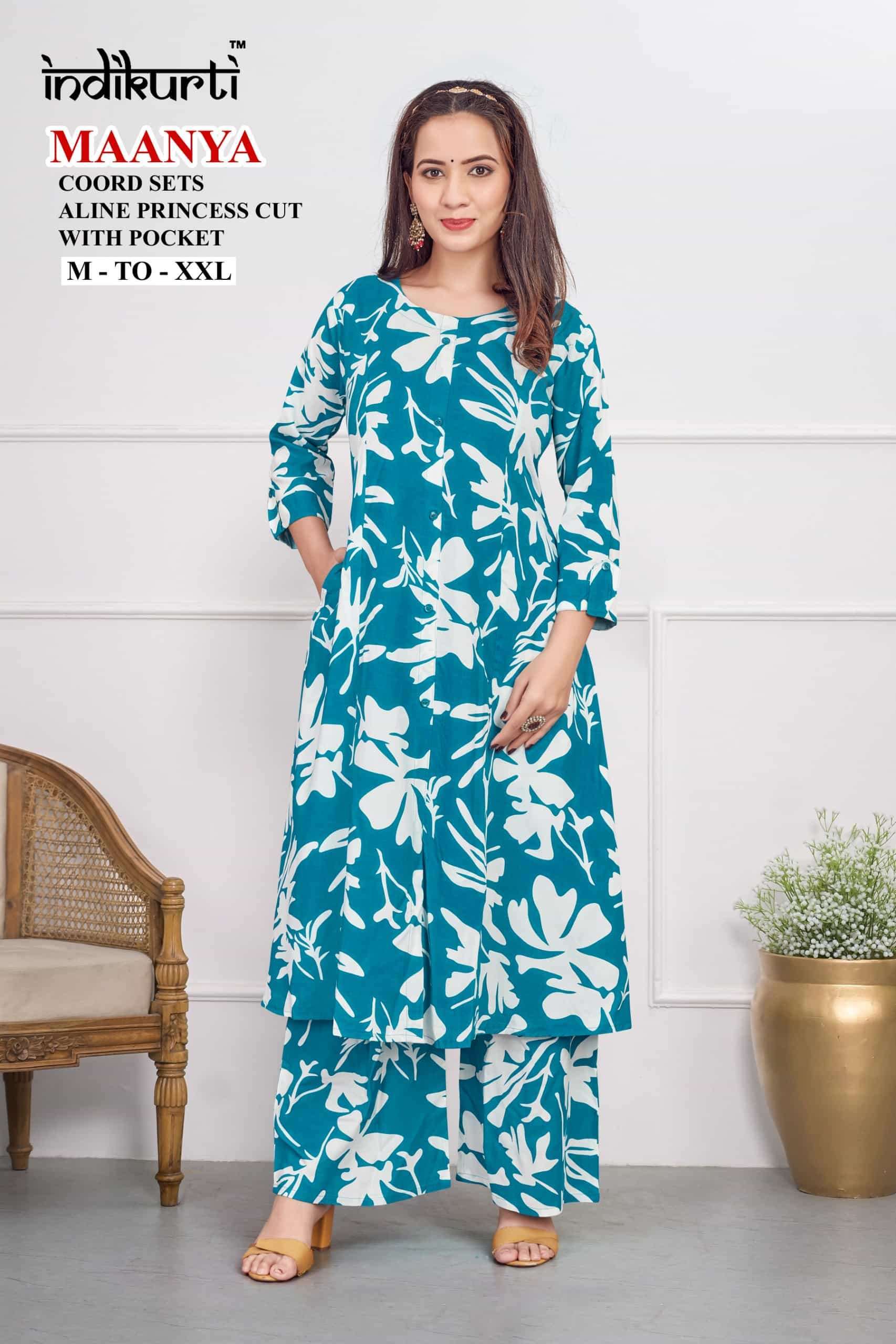 INDIKURTI MAANYA TREND FLOWER CORD SET REGULAR WEAR RESELLER