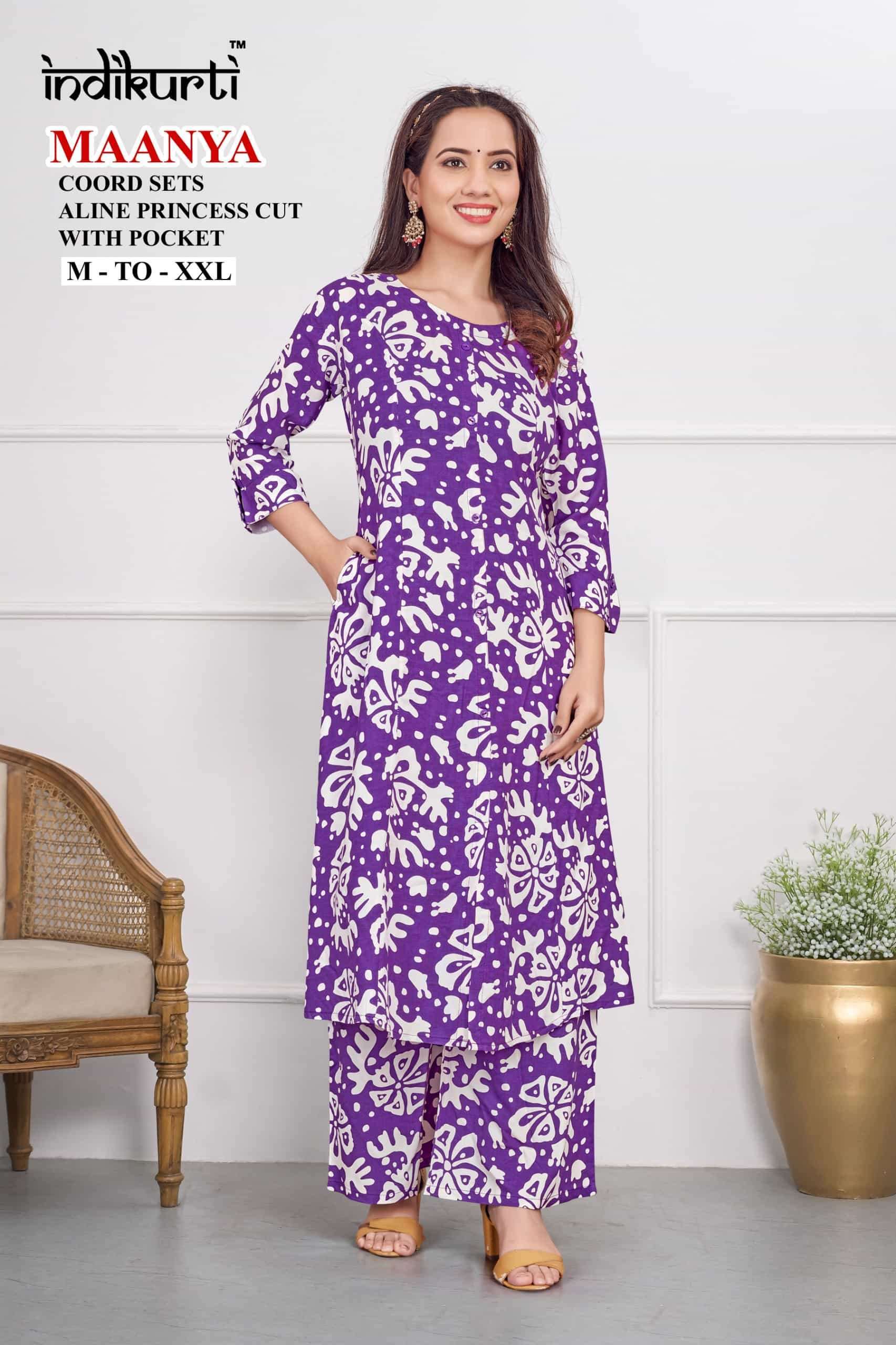 INDIKURTI MAANYA TREND FLOWER CORD SET REGULAR WEAR RESELLER
