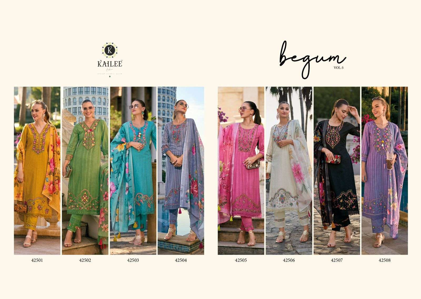KALKI BEGUM VOL 5 HEAVY WORK COTTON READYMADE SALWAR SUIT WHOLESALE 