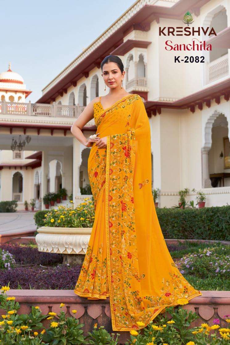 KRESHVA SANCHITA DANI GEORGETTE FABRIC ETHNIC STYLE FANCY SAREE 