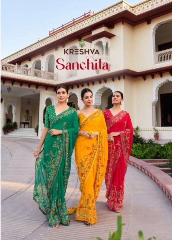 KRESHVA SANCHITA DANI GEORGETTE FABRIC ETHNIC STYLE FANCY SAREE 