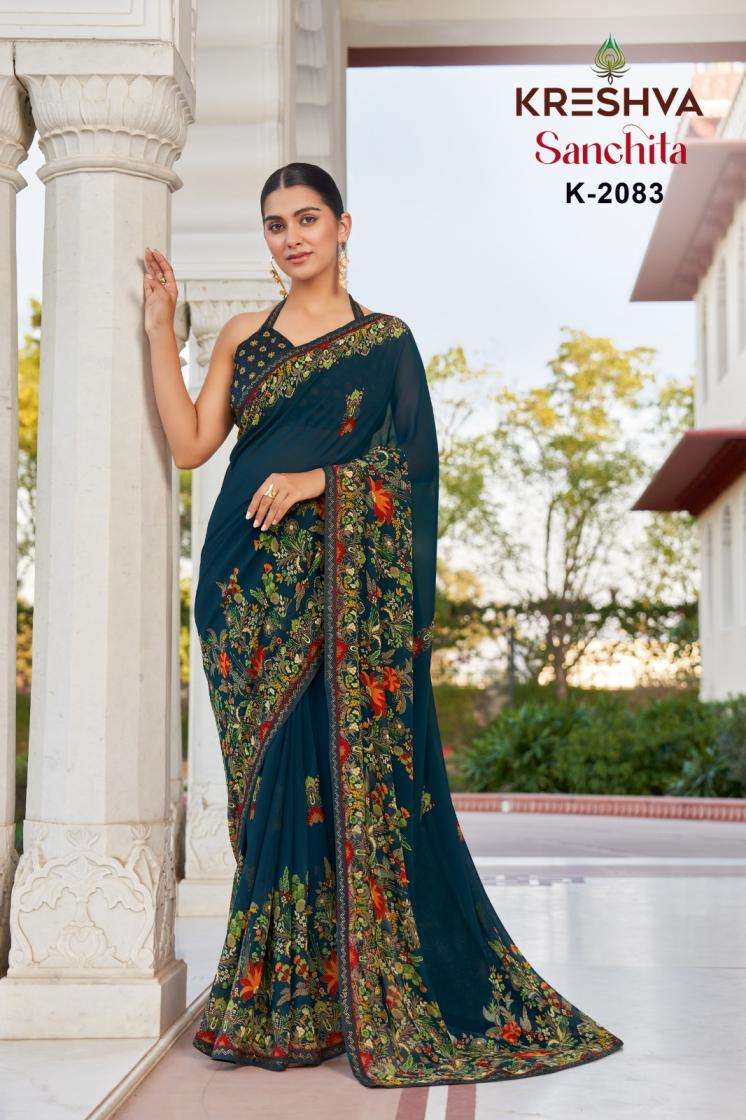 KRESHVA SANCHITA DANI GEORGETTE FABRIC ETHNIC STYLE FANCY SAREE 