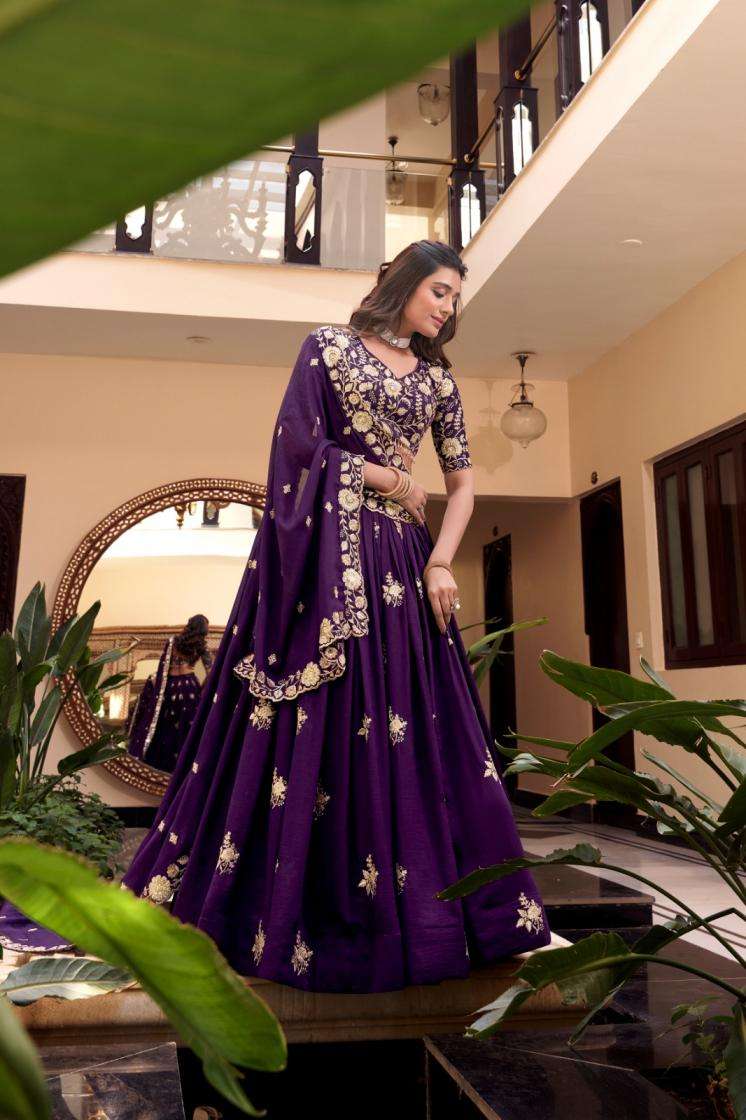 LNB 1439 SILK EMBROIDERY WORK STICH LEHENGA CHOLI 