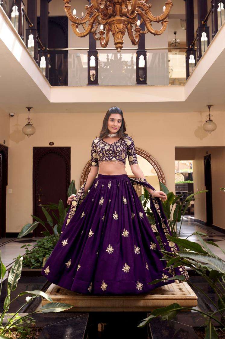 LNB 1439 SILK EMBROIDERY WORK STICH LEHENGA CHOLI 