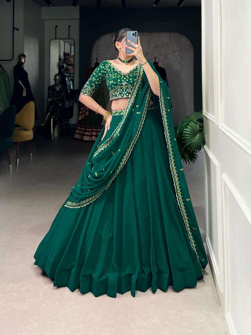 LNB 1447 GEORGETTE FABRIC GREEN SHADES DESIGNER LOOK LEHENGA CHOLI