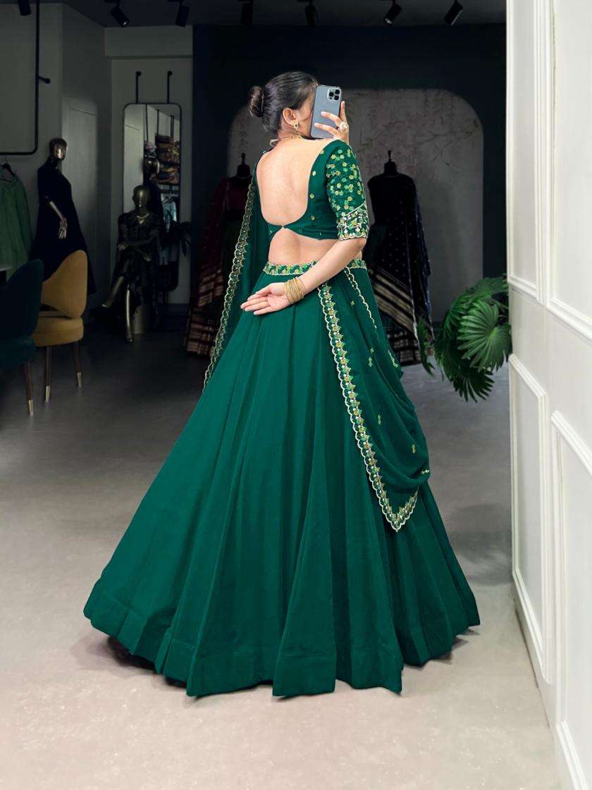 LNB 1447 GEORGETTE FABRIC GREEN SHADES DESIGNER LOOK LEHENGA CHOLI