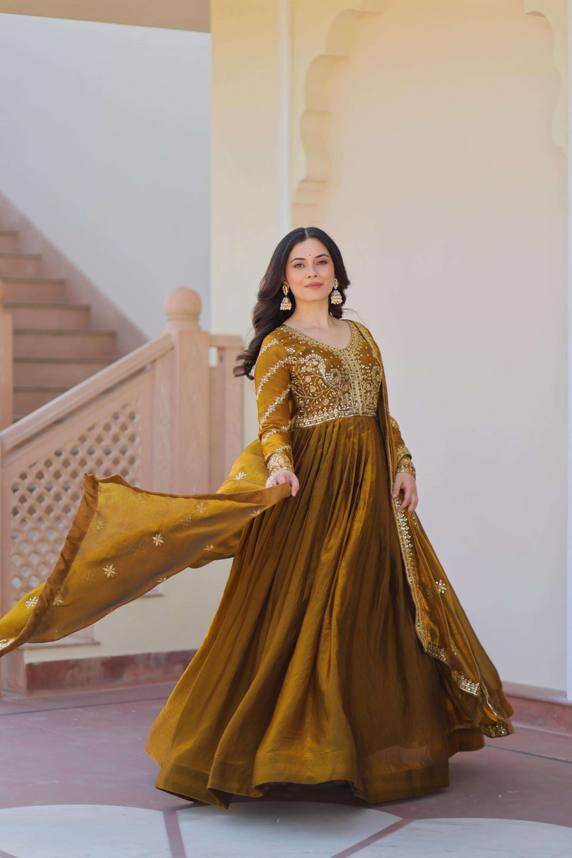WEDDING SPECIAL BEAUTIFUL EMBROIDERY WORK LONG ROYAL LOOK ANARKALI SUITS LW 9234