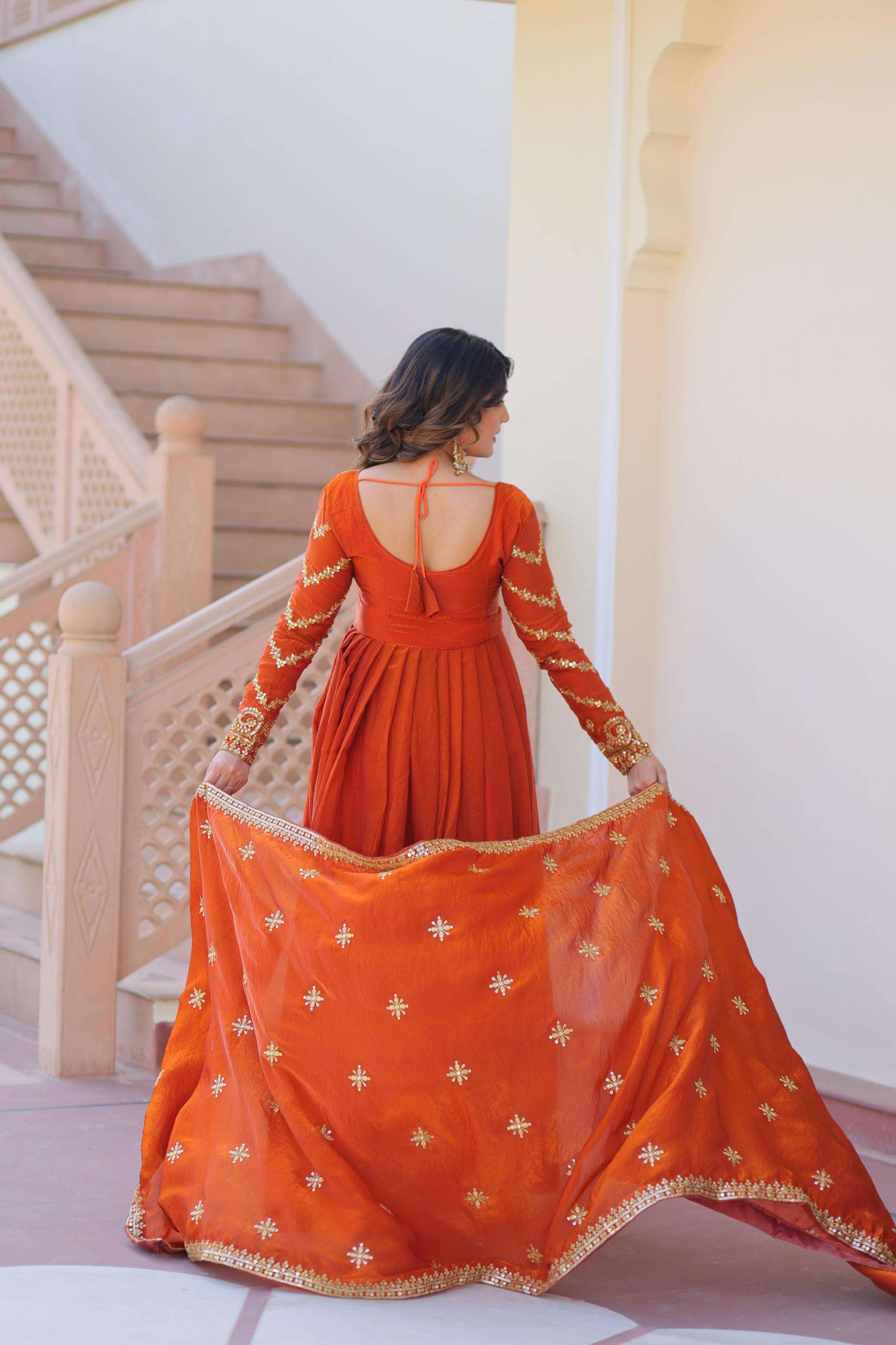 WEDDING SPECIAL BEAUTIFUL EMBROIDERY WORK LONG ROYAL LOOK ANARKALI SUITS LW 9234