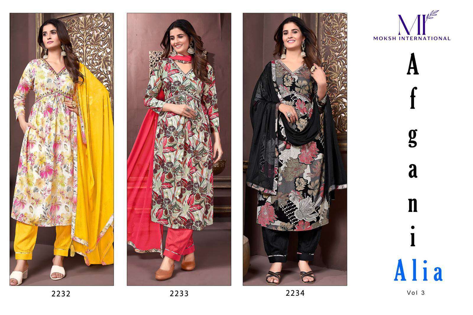 MOKSH AFGHANI ALIA VOL 3 AALIYA PATTERN READYMADE AFGHANI SUIT CATALOG 