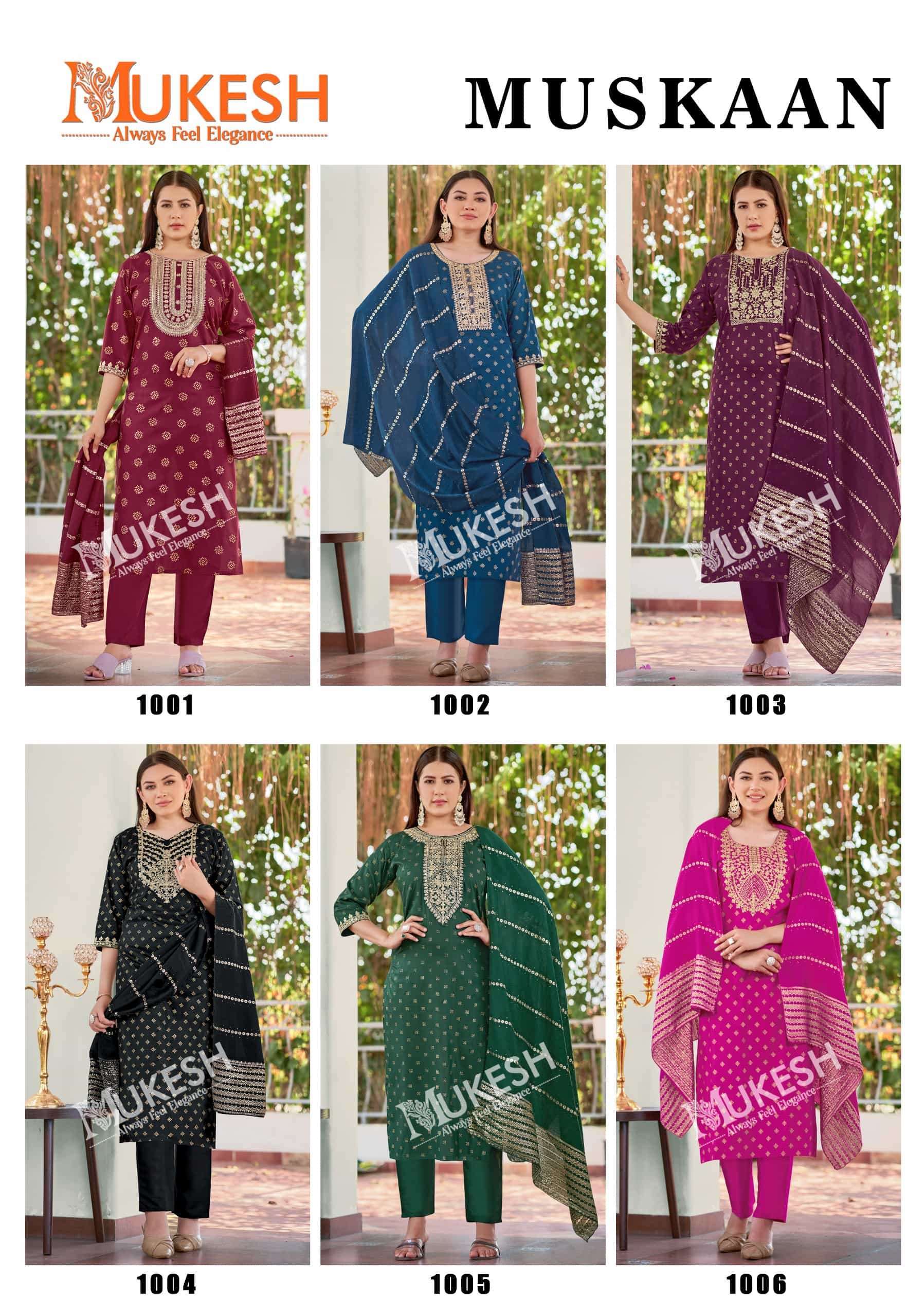 MUKESH MUSKAAN DESIGNER RAYON FOIL SALWAR SUIT FESTIVAL CATALOG