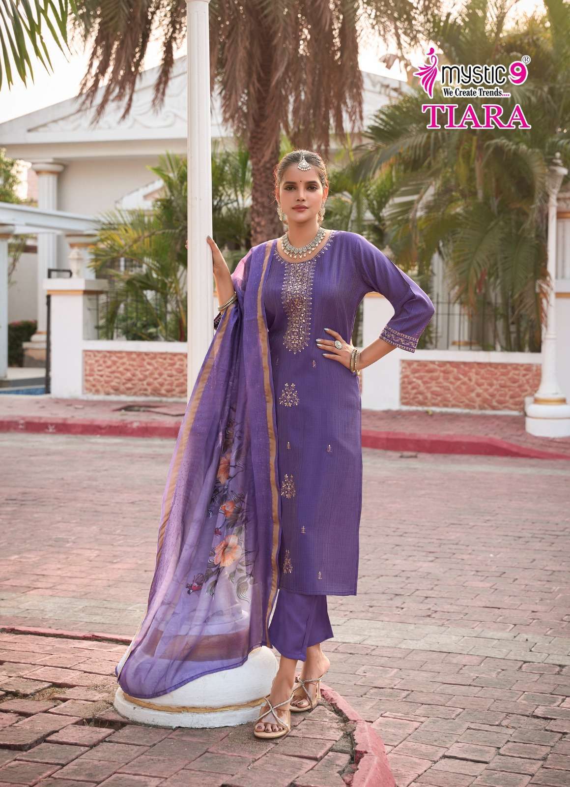 MYSTIC9 TIARA READYMADE SHIMMER FABRIC SUIT COLLECTION ONLINE