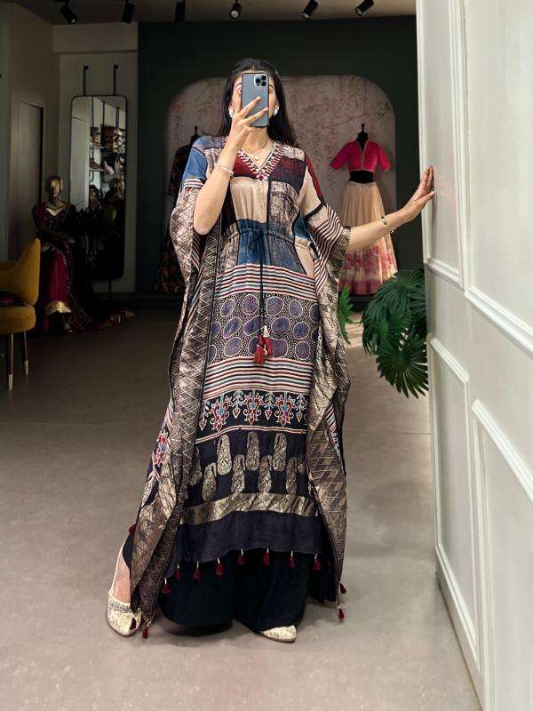 NNK 3023 VISCOSE SILK SUMMER SPECIAL PRINTED KAFTAN STYLE KURTI 