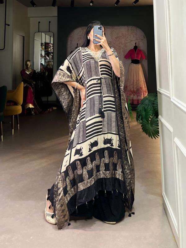 NNK 3023 VISCOSE SILK SUMMER SPECIAL PRINTED KAFTAN STYLE KURTI 