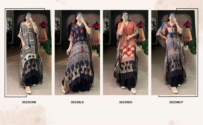 NNK 3023 VISCOSE SILK SUMMER SPECIAL PRINTED KAFTAN STYLE KURTI 