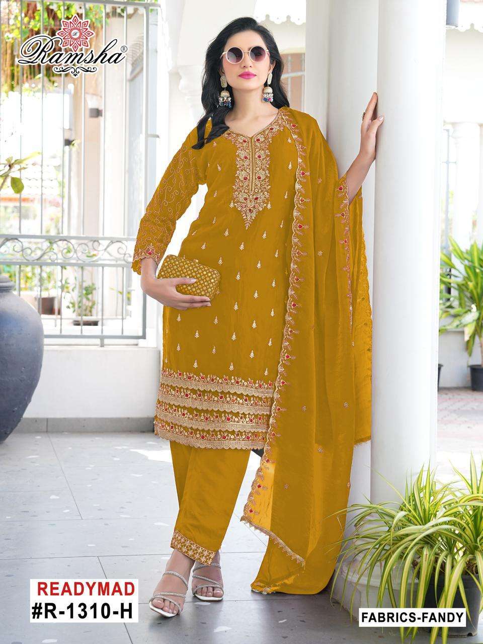RAMSHA R 1310 NX PAKISTANI CONCEPT DESIGNER WORK SUIT WHOLESALE IN SURAT