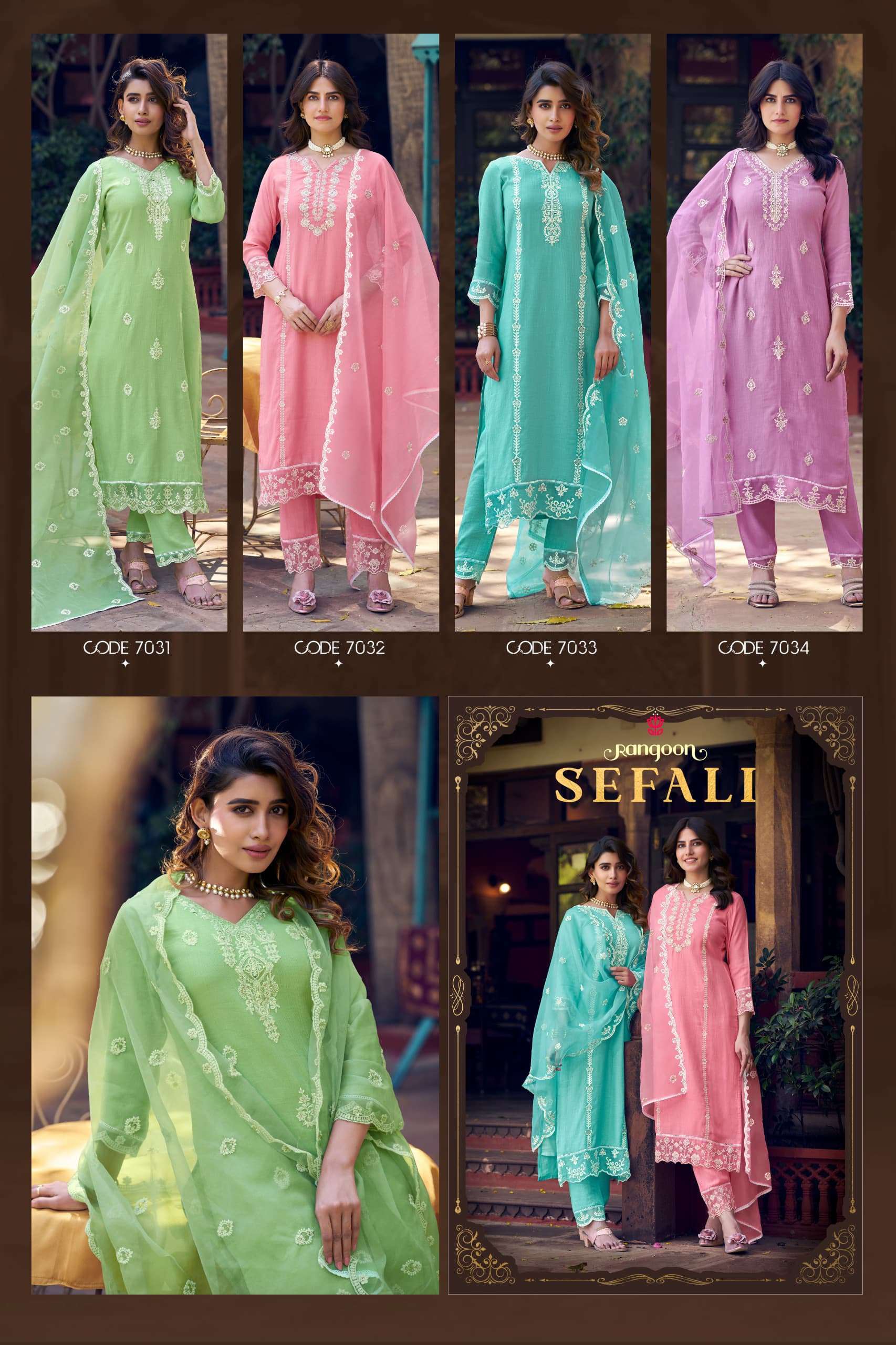 RANGOON SEFALI DESIGNER SALWAR SUIT FESTIVAL CLOTH SUPPLIER