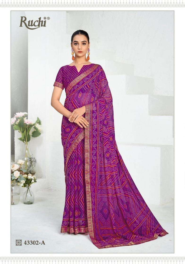 RUCHI SIMAYAA VOL 37 BANDHEJ CHIFFON FABRIC FANCY LOOK SAREE 