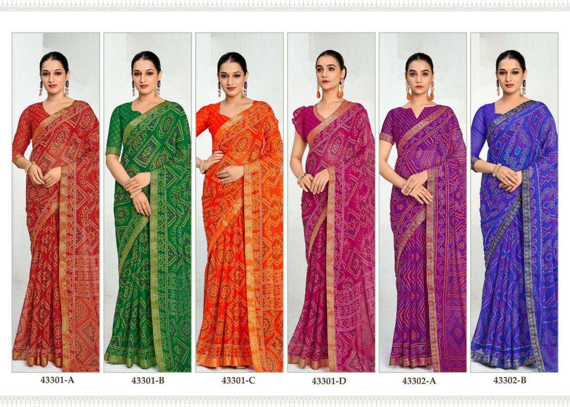 RUCHI SIMAYAA VOL 37 BANDHEJ CHIFFON FABRIC FANCY LOOK SAREE 