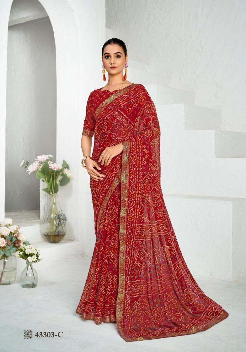 RUCHI SIMAYAA VOL 37 BANDHEJ CHIFFON FABRIC FANCY LOOK SAREE 