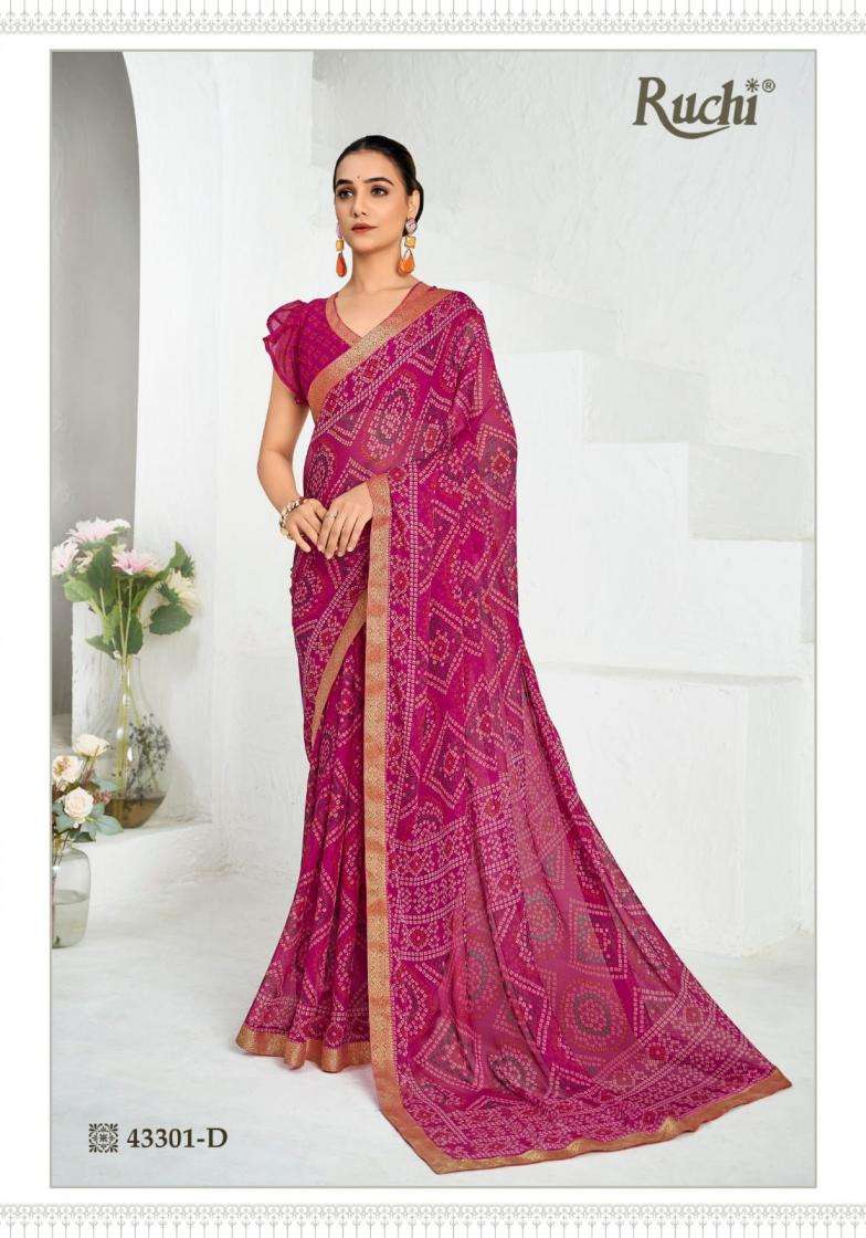 RUCHI SIMAYAA VOL 37 BANDHEJ CHIFFON FABRIC FANCY LOOK SAREE 