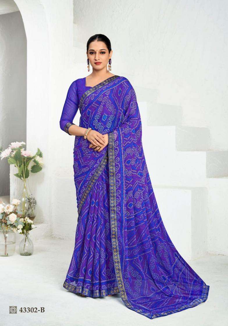 RUCHI SIMAYAA VOL 37 BANDHEJ CHIFFON FABRIC FANCY LOOK SAREE 