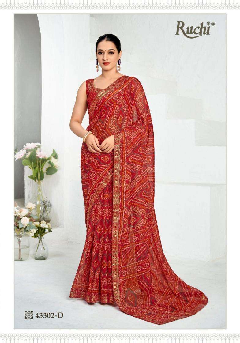 RUCHI SIMAYAA VOL 37 BANDHEJ CHIFFON FABRIC FANCY LOOK SAREE 