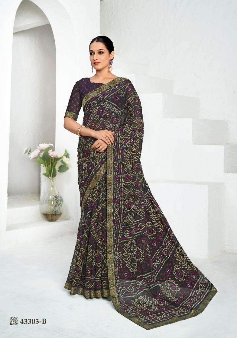 RUCHI SIMAYAA VOL 37 BANDHEJ CHIFFON FABRIC FANCY LOOK SAREE 