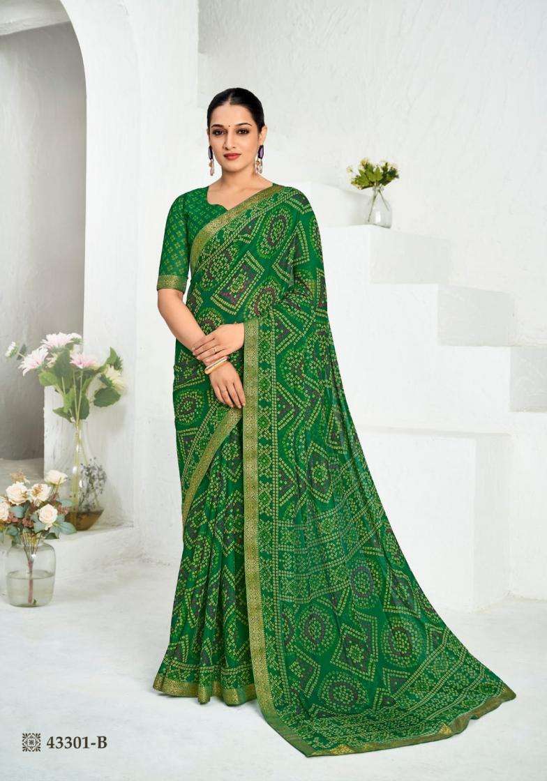 RUCHI SIMAYAA VOL 37 BANDHEJ CHIFFON FABRIC FANCY LOOK SAREE 