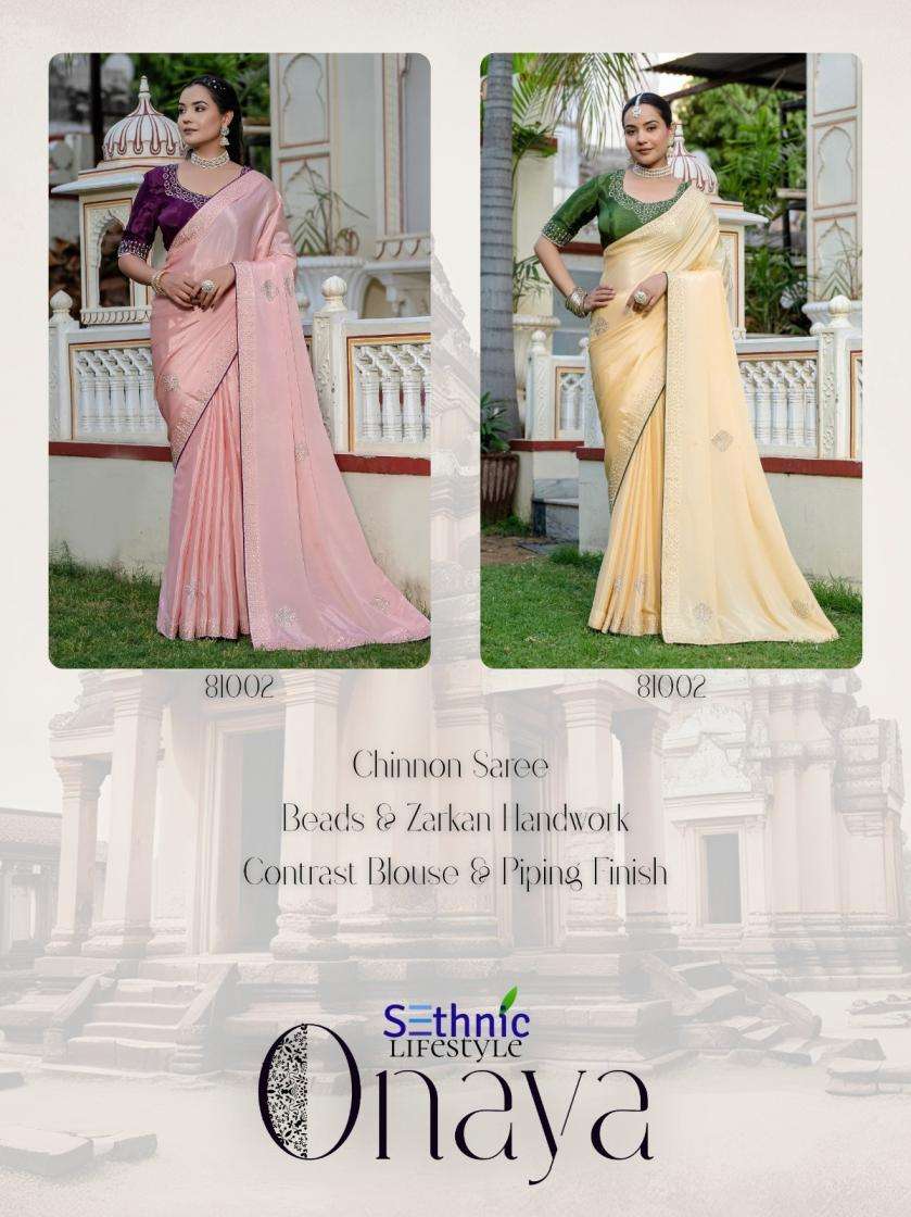 SETHNIC LIFESTYLE ONAYA ULTRASOFT CHINON SILK HEAVY LOOK SAREE