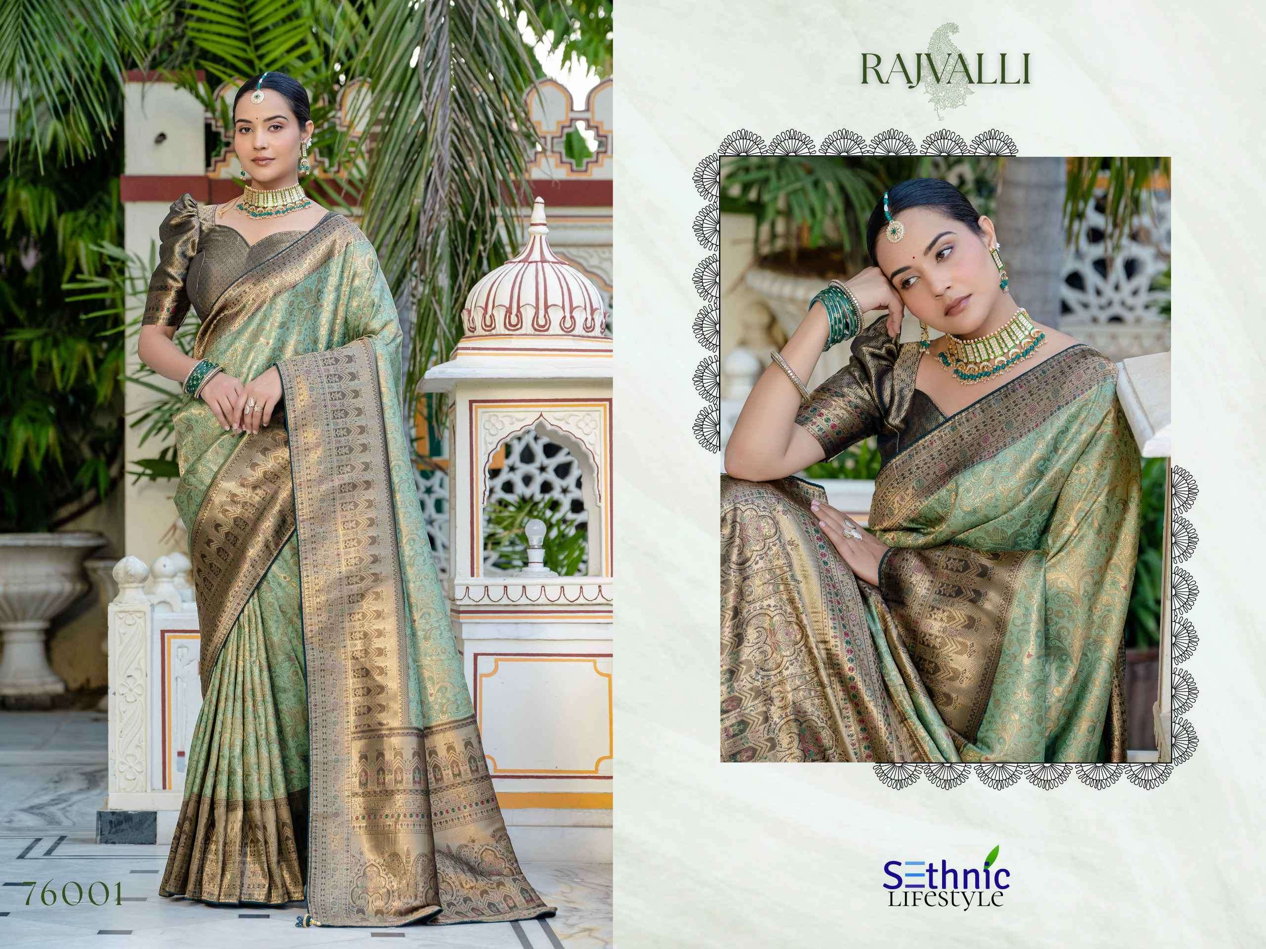SETHNIC LIFESTYLE RAJVALLI 76001 SERIES KANJIVARAM SILK RICH LOOK SAREE 