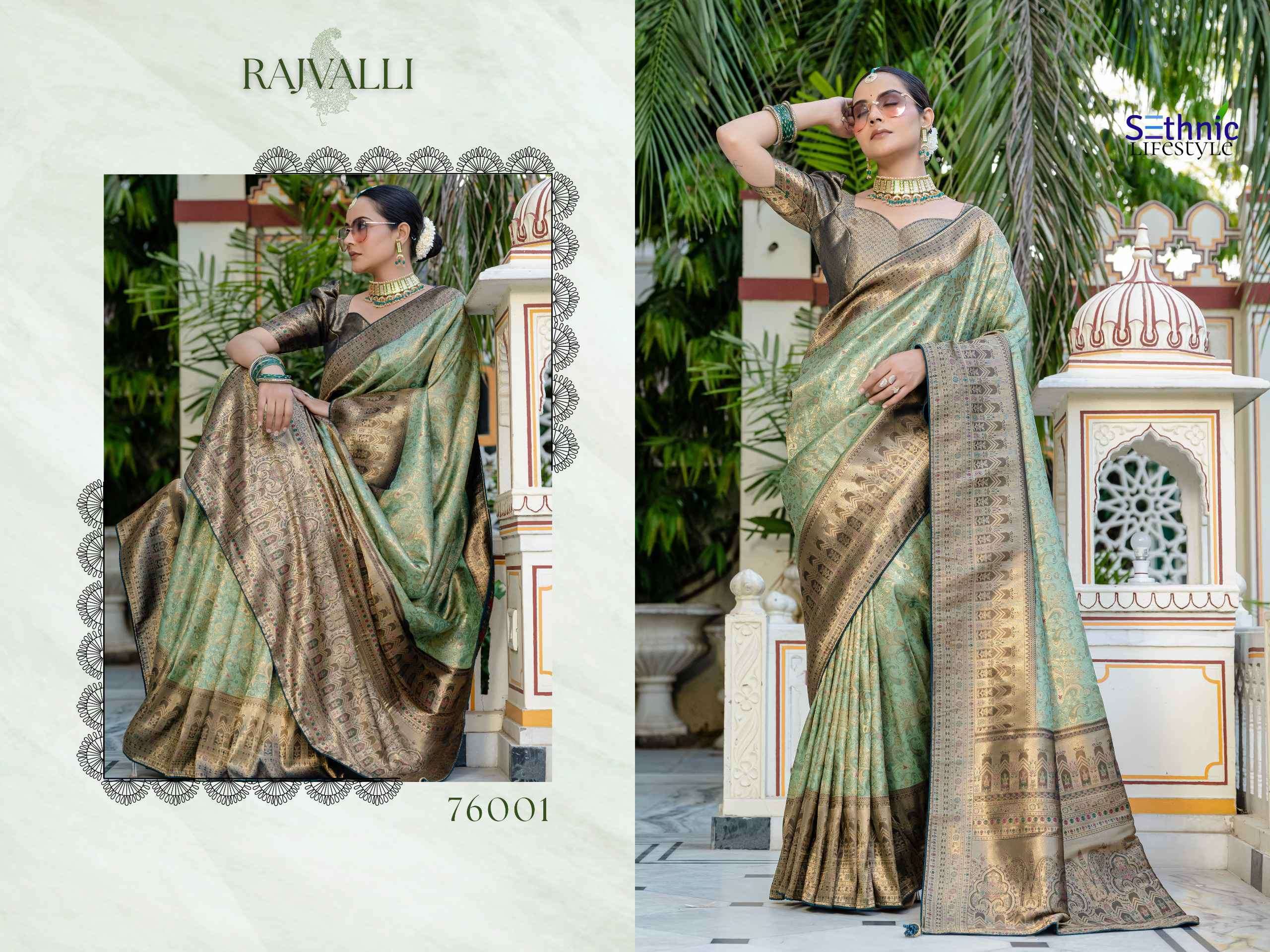 SETHNIC LIFESTYLE RAJVALLI 76001 SERIES KANJIVARAM SILK RICH LOOK SAREE 