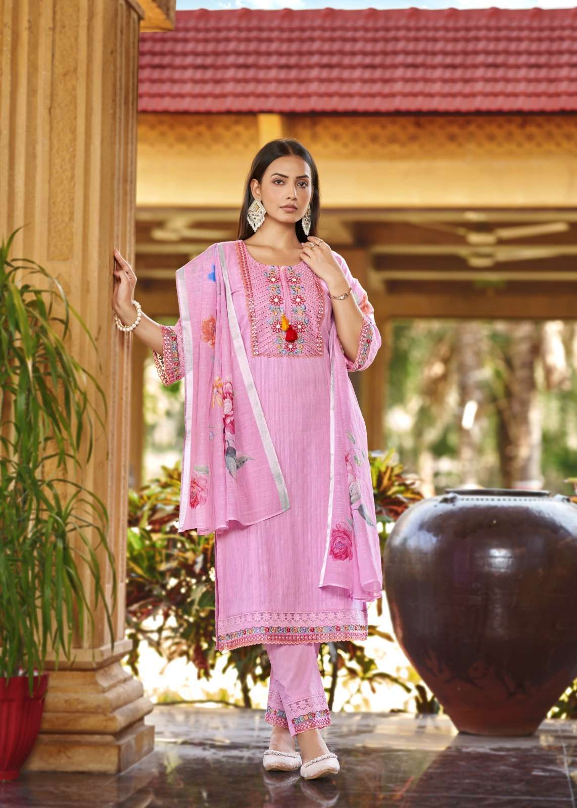 VAZI FASHION SEHNAI FESTIVAL CASUAL COTTON KURTI PANT DUPATTA SET SHOP