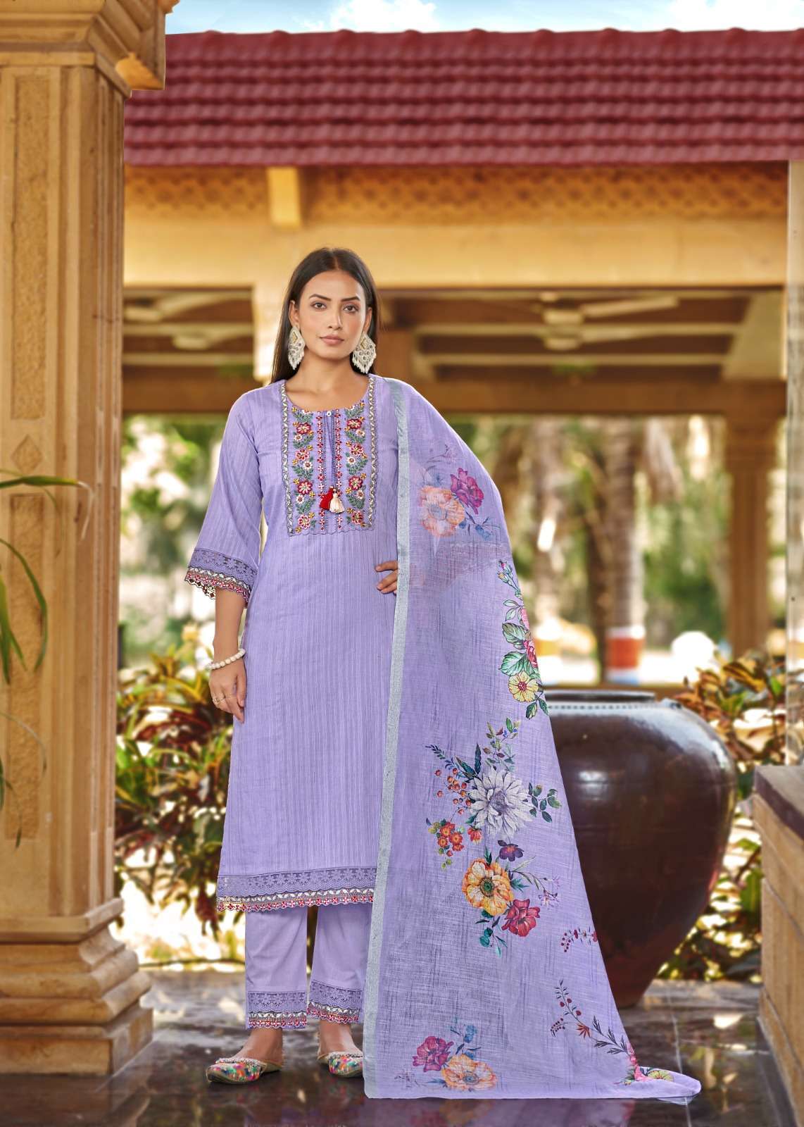 VAZI FASHION SEHNAI FESTIVAL CASUAL COTTON KURTI PANT DUPATTA SET SHOP