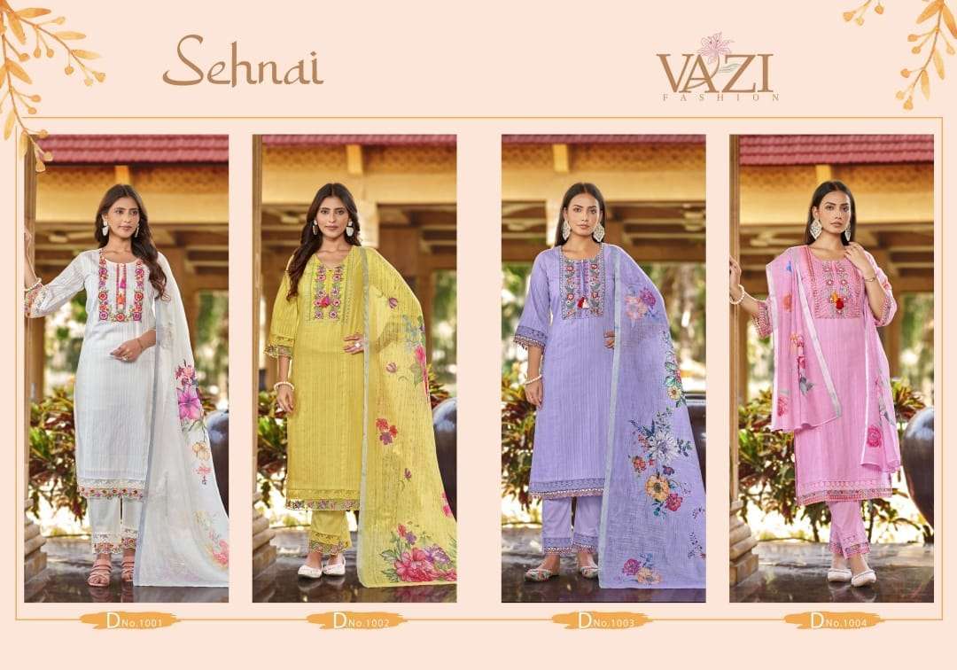 VAZI FASHION SEHNAI FESTIVAL CASUAL COTTON KURTI PANT DUPATTA SET SHOP