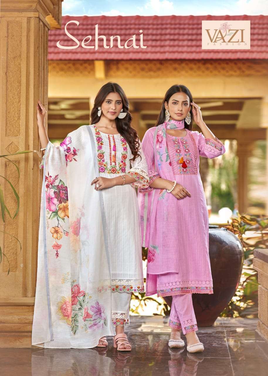 VAZI FASHION SEHNAI FESTIVAL CASUAL COTTON KURTI PANT DUPATTA SET SHOP