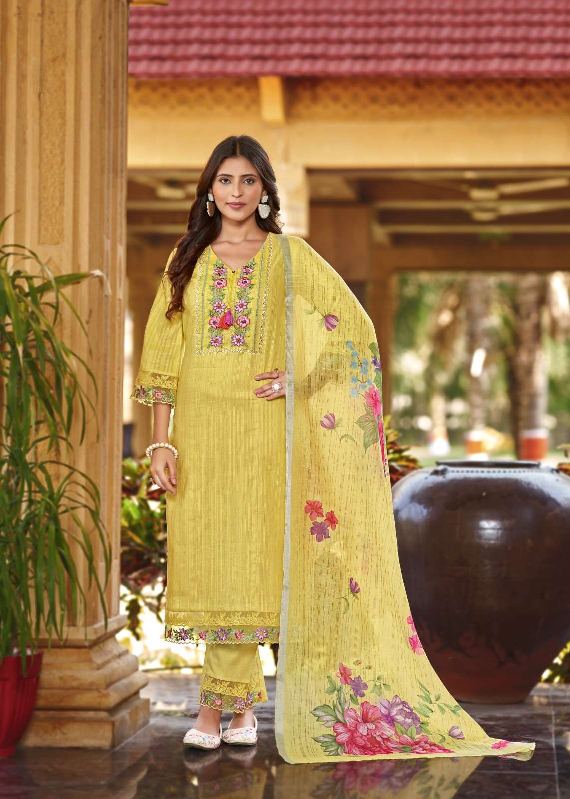 VAZI FASHION SEHNAI FESTIVAL CASUAL COTTON KURTI PANT DUPATTA SET SHOP