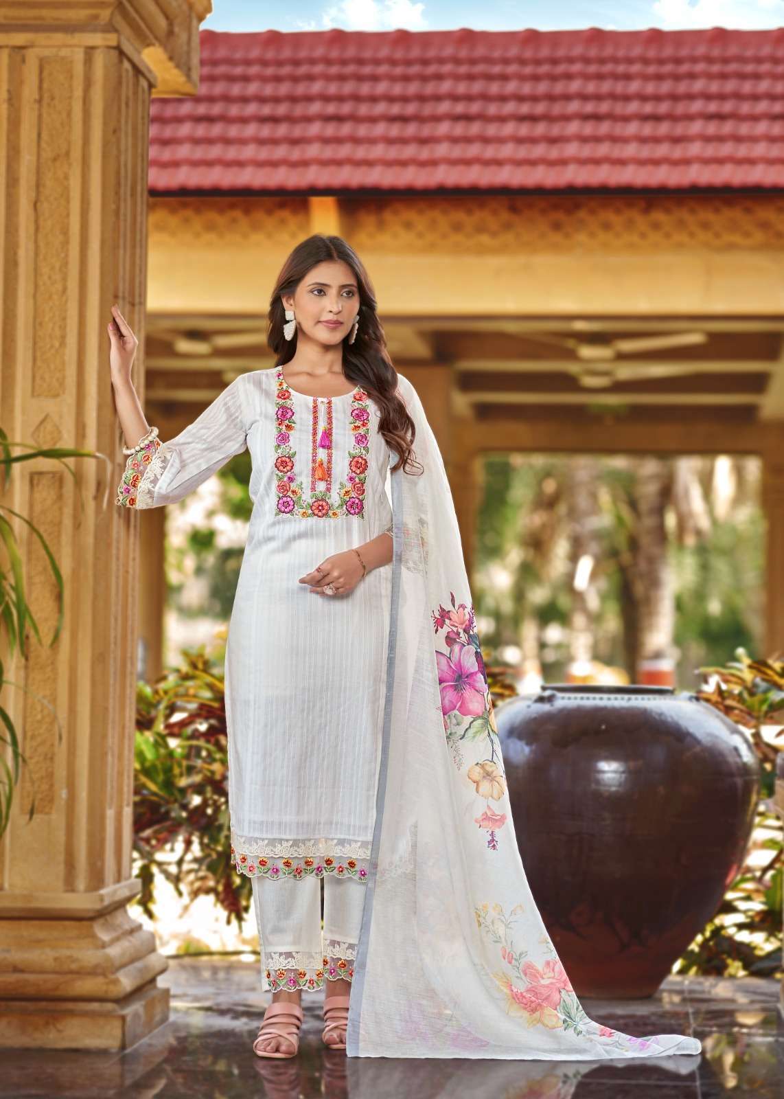 VAZI FASHION SEHNAI FESTIVAL CASUAL COTTON KURTI PANT DUPATTA SET SHOP