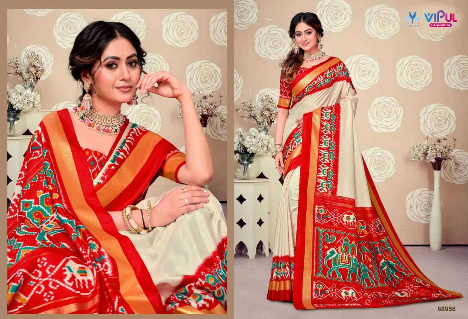 VIPUL FASHION SANTOSA SILK WITH  PATOLA BORDER SAREE